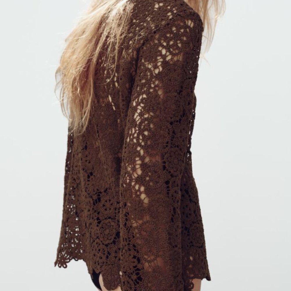 ZARA Crochet Lace Top – Size M – New without tags 🤎 - Picture 3 of 12